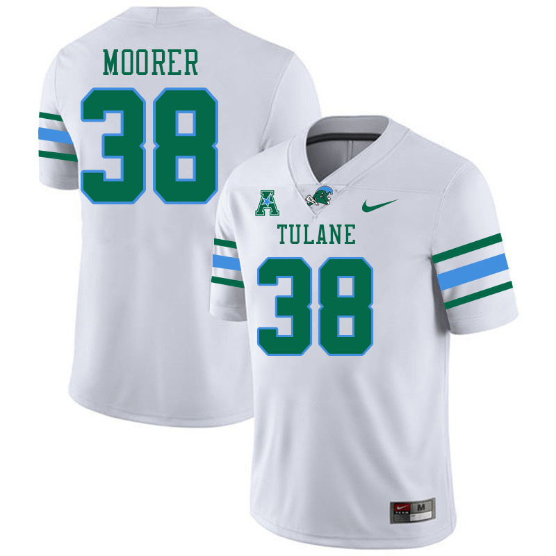 Tulane Green Wave #38 Jared Moorer College Football Jerseys Stitched Sale-White